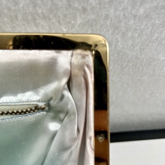 Vintage Meyers ~ White Faux Snakeskin Jeweled Hand Bag Clutch Purse Made in USA